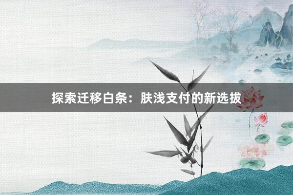 探索迁移白条：肤浅支付的新选拔