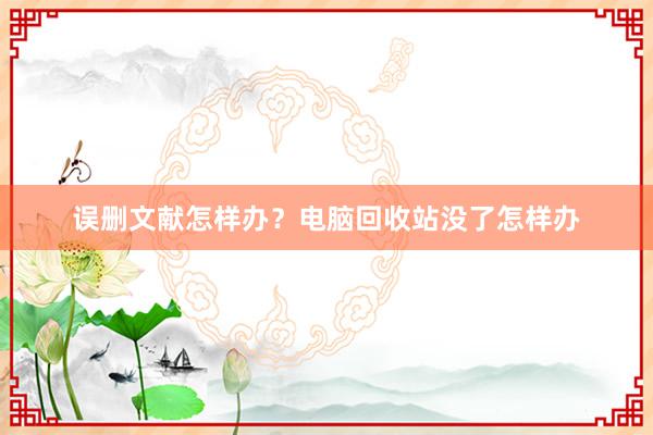 误删文献怎样办？电脑回收站没了怎样办